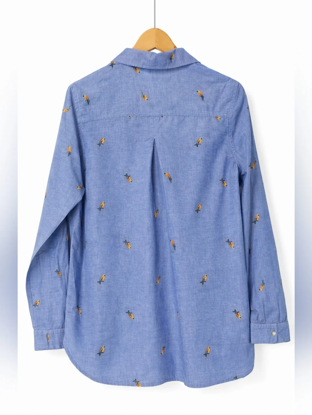 Old Navy Button Up Shirt Women Size M Parrot Collared Blue Long Sleeve - Picture 2 of 10